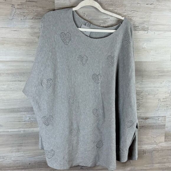 Milano Gray Heart Pattern Sweater - Picture 1 of 5